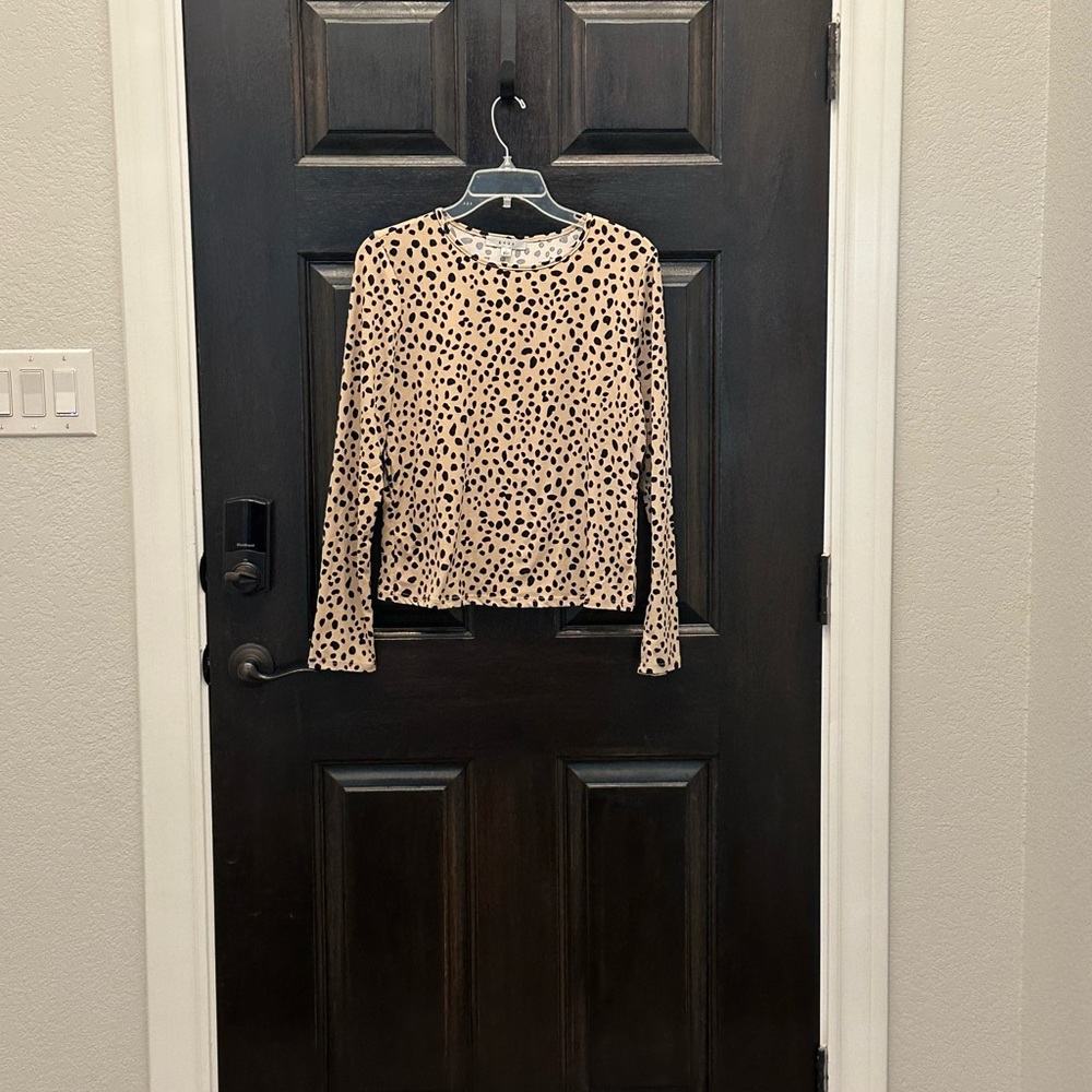 Gaze Leopard Print Long Sleeve Top Large